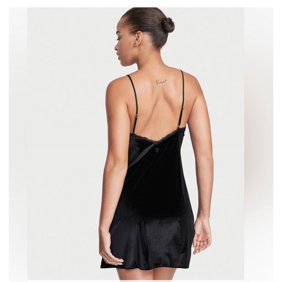 Victorias Secret Black Velvet Slip Dress - Picture 2 of 7